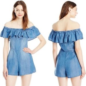 Skylar & Jade Chambray Off Shoulder Romper